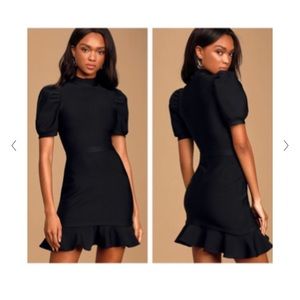 Lulus What a Doll Black Puff Sleeve Ruffled
Bodycon Mini Dress